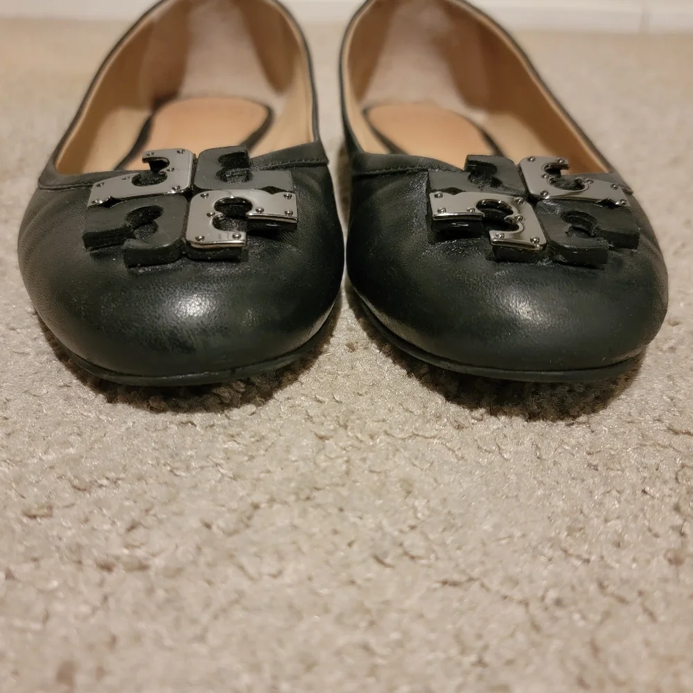 Tory Burch Lowell Ballet Flats North Leather Black Size 7.5